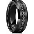 thumbnail image 1 of King Will Mens 8mm Black Men Women Tungsten Carbied Rings Wedding Bands Cubic Zirconia Eternity Ring CZ Inlaid Black Comfort Fit Size 12, 1 of 8