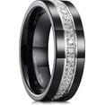 thumbnail image 1 of King Will Mens 8mm Black Polished Finish Tungsten Carbide Ring Cubic Zircon Stones Flat Style Wedding Band Comfort Fit Size 12, 1 of 8