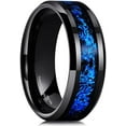 thumbnail image 1 of King Will GALAXY Mens 8mm Black Tungsten Carbide Wedding Ring with Blue Foils Inlay Beveled Edge Foils Tungsten Wedding Band Comfort Fit Size 9, 1 of 8