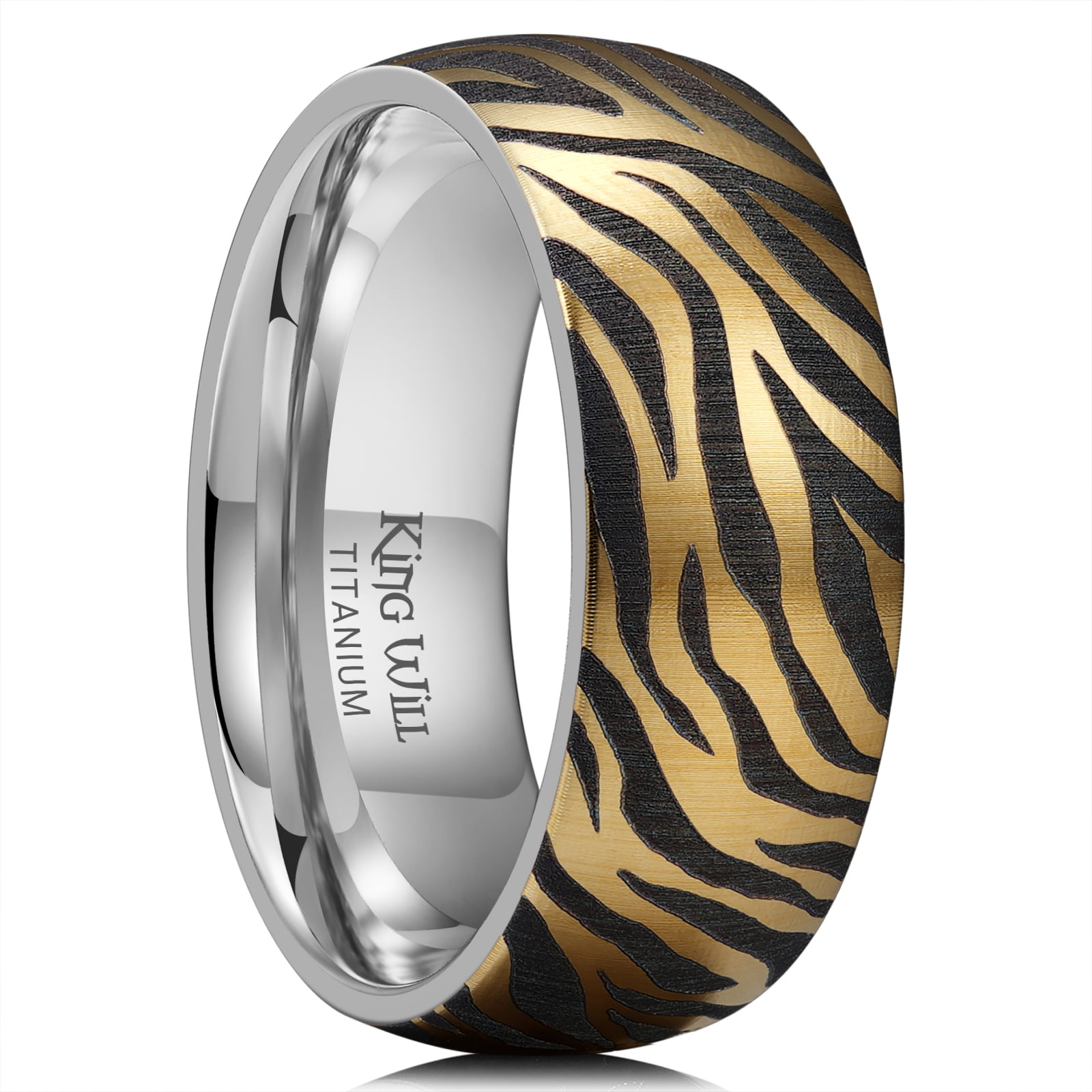 King Will Mens Titanium Wedding Band 8mm Color‑Carving Fashionable ...