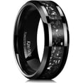 thumbnail image 1 of King Will Mens Tungsten Wedding Bands Meteorite Inlay 8mm Black High Polished Engagement Ring for Couples Promise Ring for Women Comfort Fit Size 8, 1 of 7