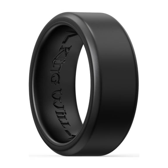 King Will Silicone Rings for Men - 8mm Wide Breathable Rubber Engagement Bands,Inner Heatbeat Design, Comfort Fit Ring, Black, Size 13