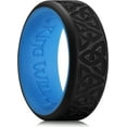 thumbnail image 1 of King Will Silicone Wedding Rings For Men, Black & Blue Rubber Wedding Bands with Celtic Knot Pattern, 8mm Wide 2.2mm Thick, Comfort Fit Size 7, 1 of 7