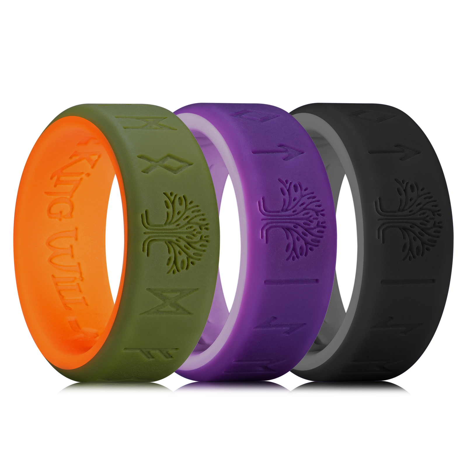 King Will Silicone Wedding Rings For Men Women, 3 Packs 8mm Wide 2.2mm ...