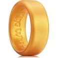 thumbnail image 1 of King Will Men's Silicone Wedding Bands, 8mm Comfort Fit with Unique Inner Groove Design, Rubber Engagement Rings for Daily Wear and Activities, Gold, Size 9, 1 of 6