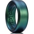thumbnail image 1 of King Will Men's Silicone Wedding Bands, 8mm Comfort Fit with Unique Inner Groove Design, Rubber Engagement Rings for Daily Wear and Activities, Dark Green, Size 7, 1 of 6