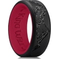 thumbnail image 1 of King Will Silicone Rings For Men, Black & Red Rubber Wedding Bands with Unique Mountain Peak Design, 8mm Wide 2.2mm Thick, Comfort Fit Size 12, 1 of 6