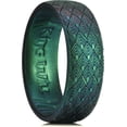 thumbnail image 1 of King Will Silicone Wedding Rings For Men Women, 6.6mm Wide 1.8mm Ultra Thin Peacock Feather Pattern Lasered Rubber Wedding Bands, Dark Green, Breathable Comfort Fit Size 10, 1 of 6