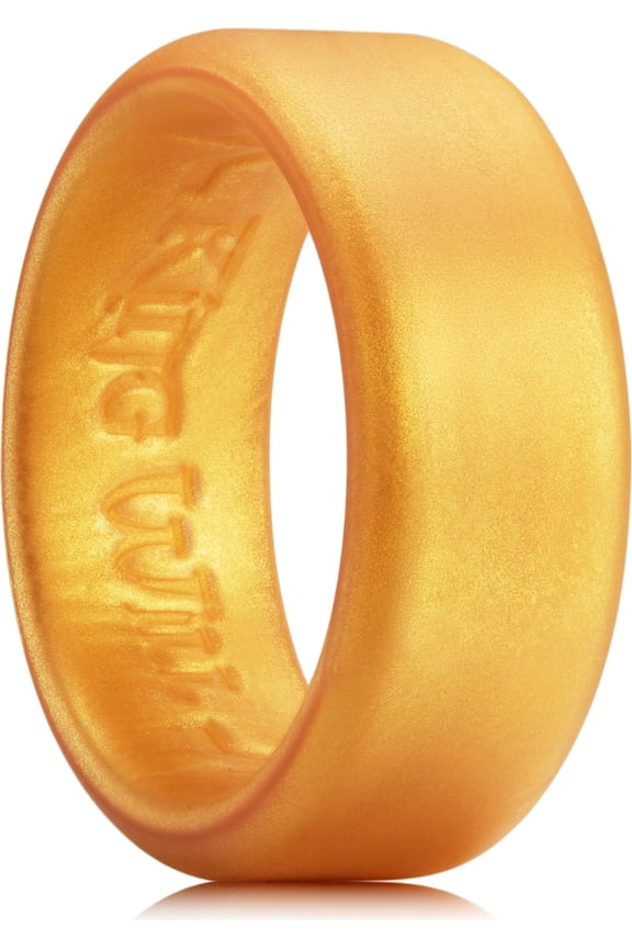 Men's Silicone Wedding Bands, 8mm Comfort Fit with Unique Inner Groove Design, Rubber Engagement Rings for Daily Wear and Activities, Gold, Size 13