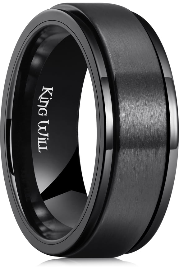 Stainless Steel Spinner Weding Ring for Men-8mm Black Stress Relief Fidget Ring Comfort Fit Size Ring Brushed Spinner Wedding Band Comfort Fit Size 10