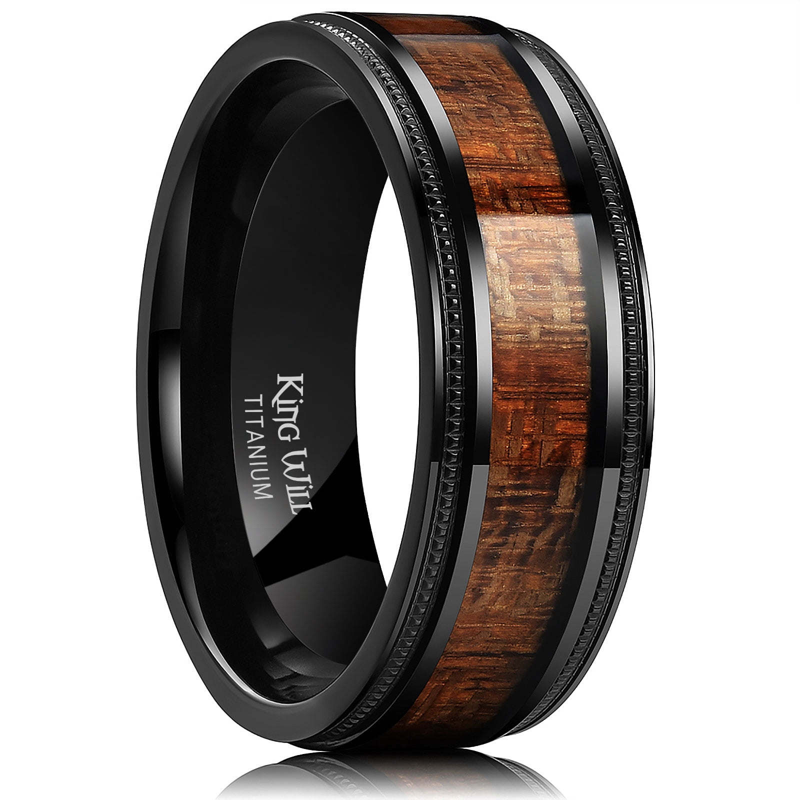 King Will Titanium Wedding Band for Men-8mm Black Titanium Men Ring King Will Titanium Wedding Band for Men-8mm Black Titanium Men Ring