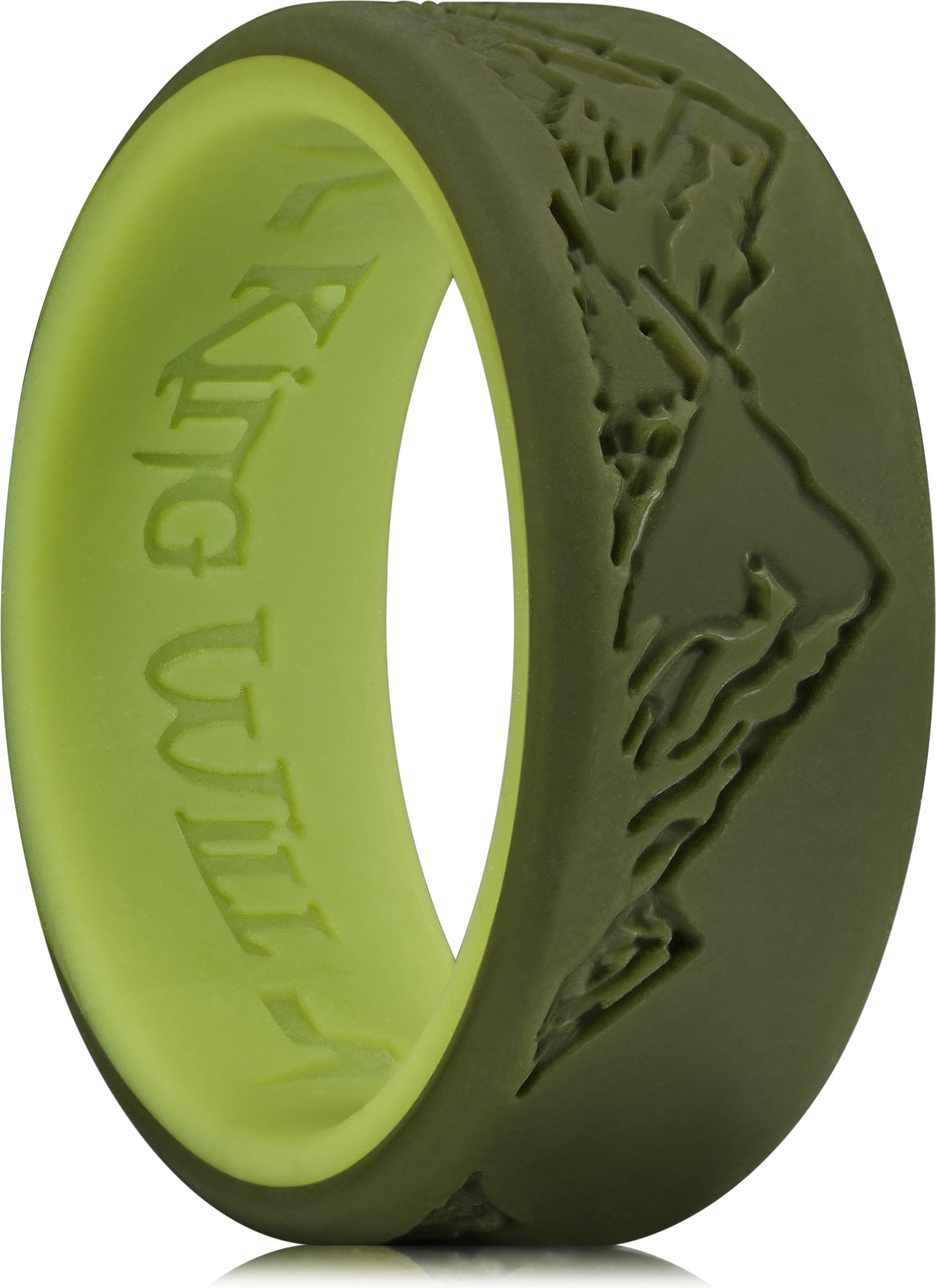 King Will Two-Tone Dark Green Silicone Rings For Men - Rubber Wedding ...