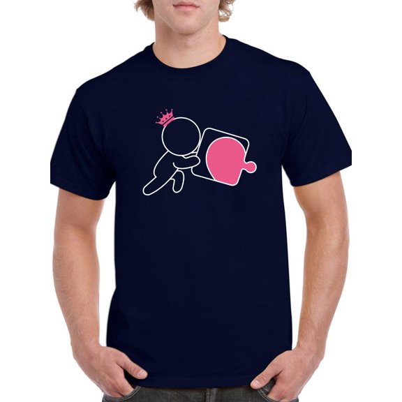 King With Heart Puzzle T-Shirt Men -Smartprints Designs, Male XX-Large