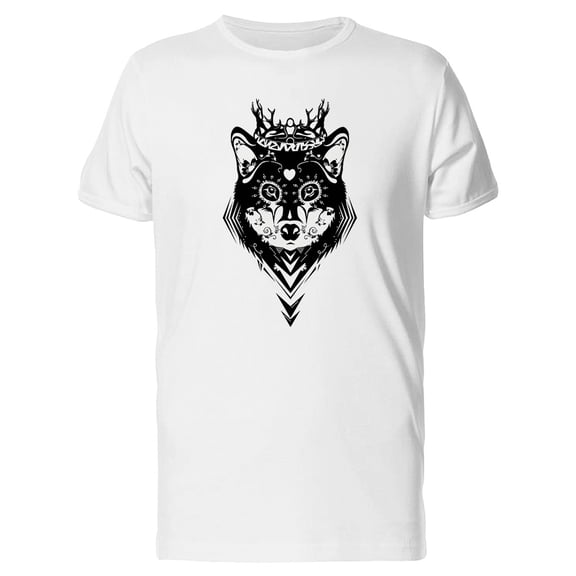 King Wolf With Horned Crown T-Shirt Men -Image by Shutterstock, Male XX-Large