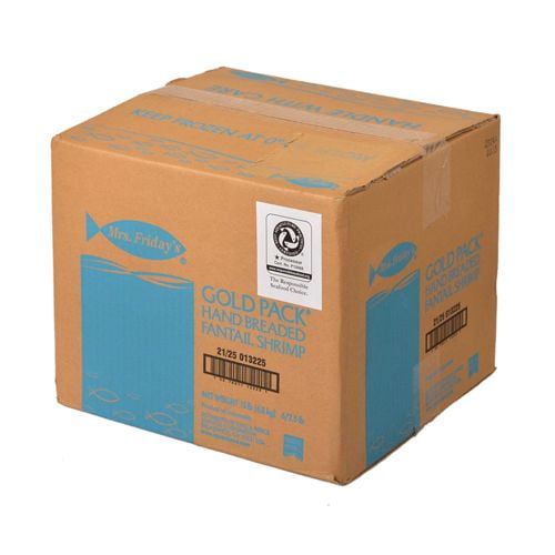 King and Prince Mrs.Fridays Breaded Fantail Shrimp - 21/25, 2.5 Pound 6 per case.
