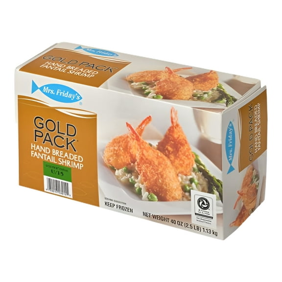 King and Prince Mrs.Fridays Breaded Fantail Shrimp - U/15, 2.5 Pound 6 per case.