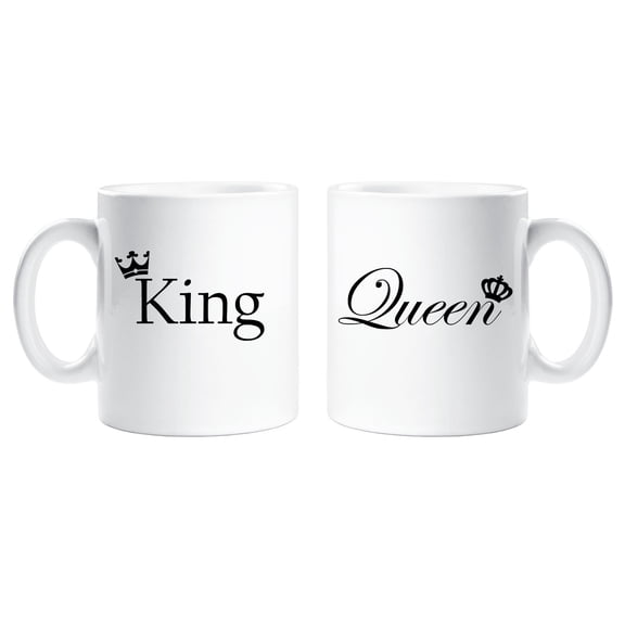 King and Queen Couples Mug Set Parents Present Husband Wife Boyfriend Girlfriend Valentines Gift Christmas Anniversary C