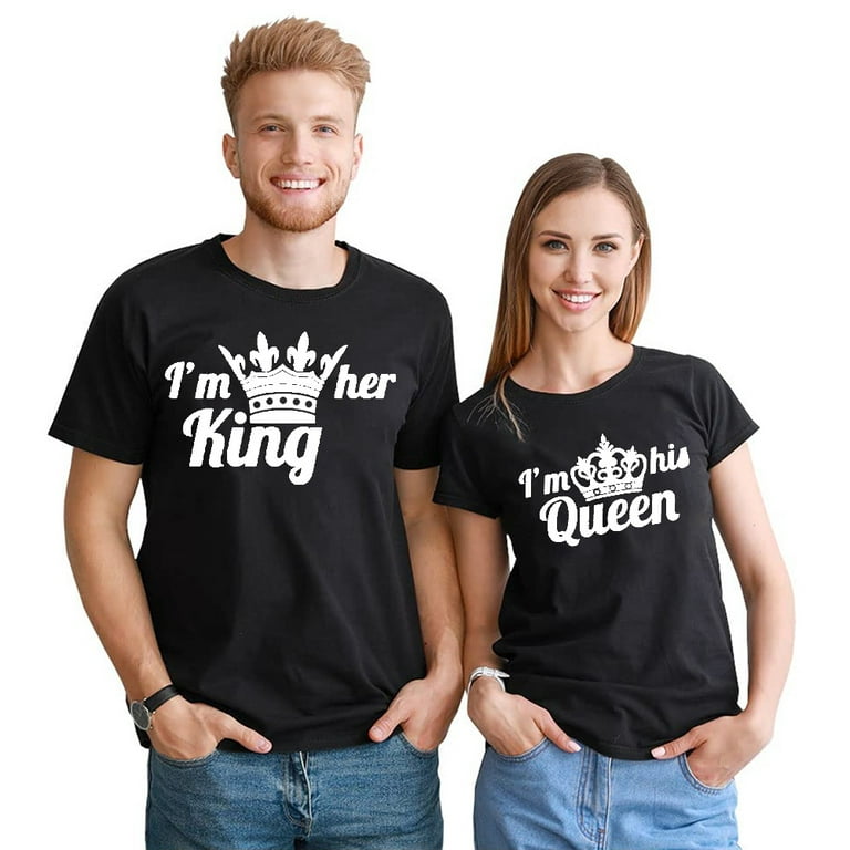King and Queen King Queen Shirts Valentine's Day Couple Matching Outfits Her  His Couples Husband Wife Shirt t-Shirts 