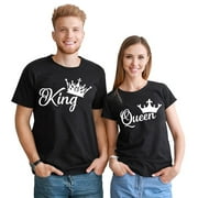 King and Queen Matching Couple Shirts Her His Couples Shirt Set Valentine t-Shirt for Couples