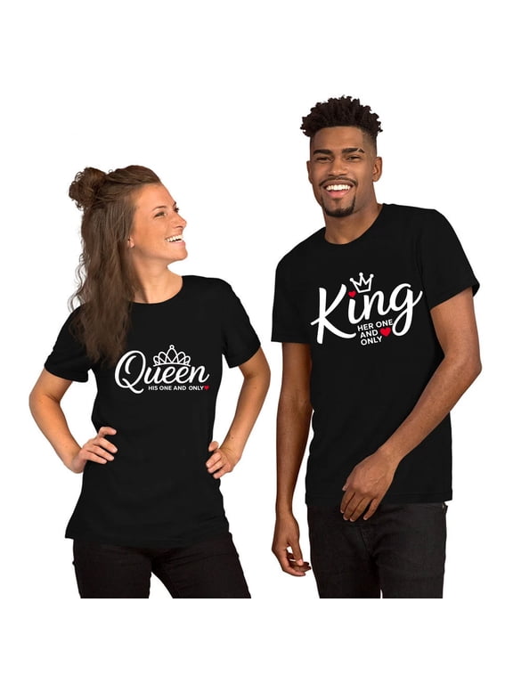 King and Queen Matching Couple T-Shirt – His One and Only Her One and Only Shirts, Cute His and Hers Outfit, Romantic Valentine Anniversary Gift
