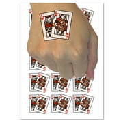 King and Queen of Hearts Playing Cards Water Resistant Temporary Tattoo Set Fake Body Art Collection - 54 1" Tattoos (1 Sheet)