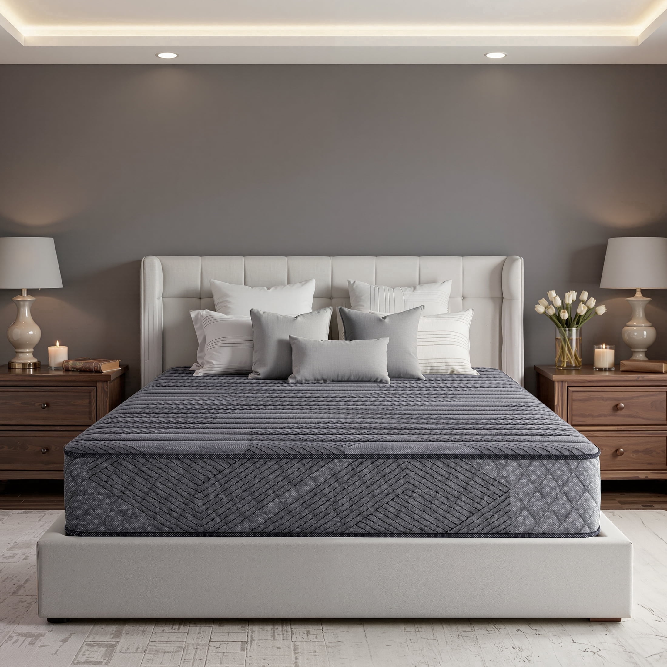 POSMOND King Mattress 12 inch Hybrid Mattress in a Box with Pocket Spring & Memory Foam, Medium Firm Mattresses for Back & Stomach Sleepers, CertiPUR-US Certified