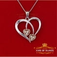thumbnail image 1 of King of Bling's 0.03CT Real Diamond Double HEART Sterling Silver with White Charm Necklace Pendant, 1 of 2