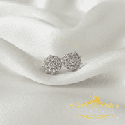 King of Blings 0.05ct Diamond 925 Sterling Silver White For Mens & Womens Floral Earrings