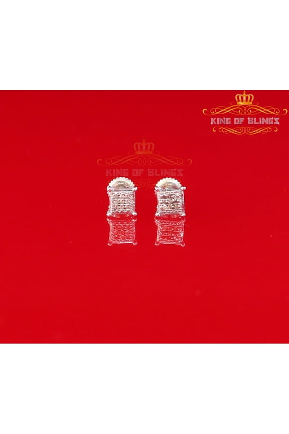 King of Bling's 0.05ct Diamond Collection White 925 Sterling Silver Women & Men Square Earrings