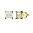 thumbnail image 1 of King of Bling's 0.05ct Diamond Collection Yellow 925 Sterling Silver Women & Men Square Earrings, 1 of 12