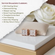 King of Blings 0.05ct Diamond Stud Earrings For Women Yellow 925 Sterling Silver Stud For Men