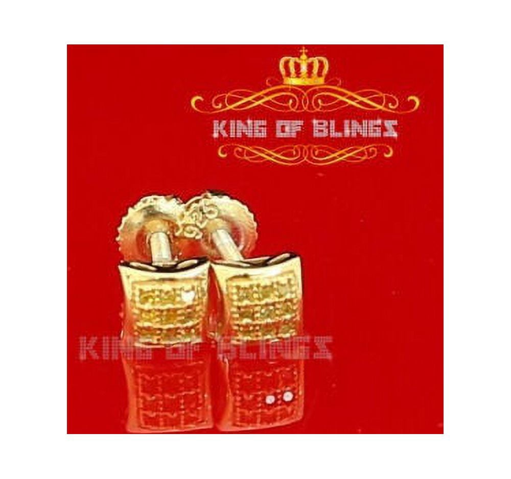 King of Bling's 0.05ct Diamond Stud Earrings For Women Yellow 925 Sterling Silver kite For Men