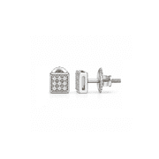King of Blings 0.05ct Micro Pave 925 White Silver Diamond Square Earring For Mens & Womens