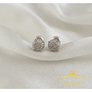 King of Blings 0.05ct Real Diamond 925 Sterling Silver White For Mens & Womens Round Earring