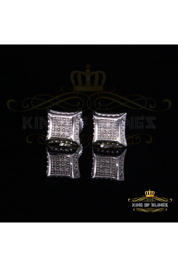 King of Bling's 0.05ct Real Diamond 925 Sterling Silver Women's & Men's White Kite Stud Earring