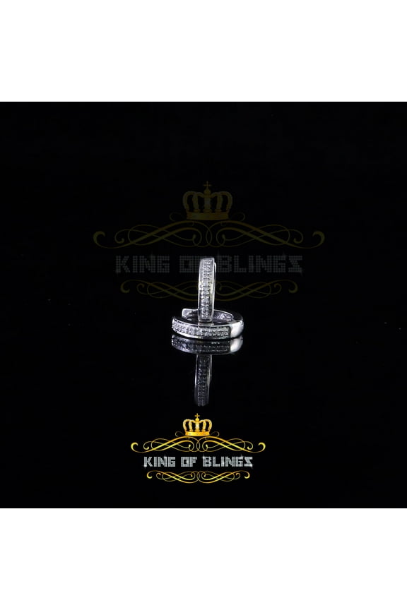 King of Bling's 0.07ct Diamond 925 Sterling Silver White Hoop Stud Earrings For Men's / Women's
