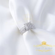 King of Blings 0.10CT Real Diamond 925 Sterling White Silver Fashion Square Womens Ring Size 7