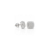 King of Blings 0.10ct Diamond Stud Earrings For Women White 925 Sterling Silver Stud For Men