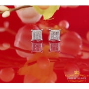 King of Blings 0.15ct Diamond Collection White 925 Sterling Silver Women & Men Square Earrings