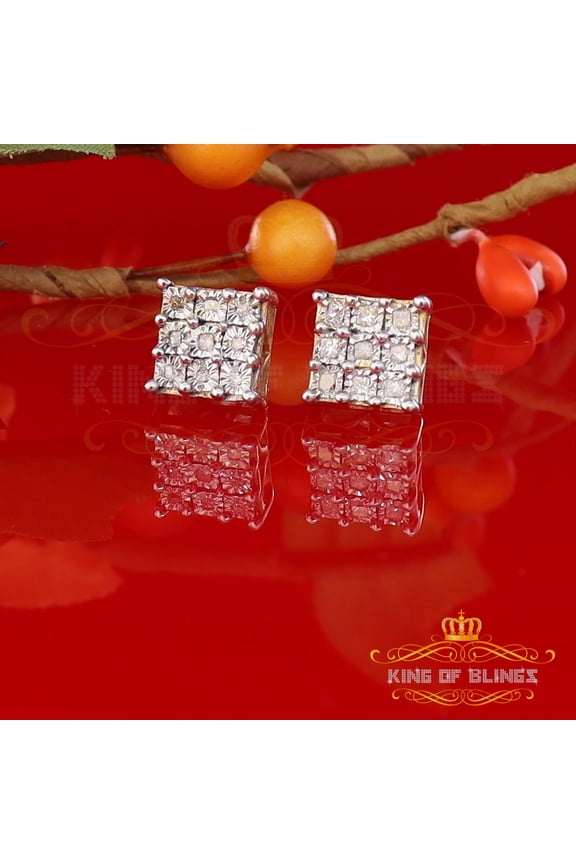 King of Bling's 0.15ct Diamond Hip Hop Women's & Men's Stud Earrings 925 Yellow Sterling Silver