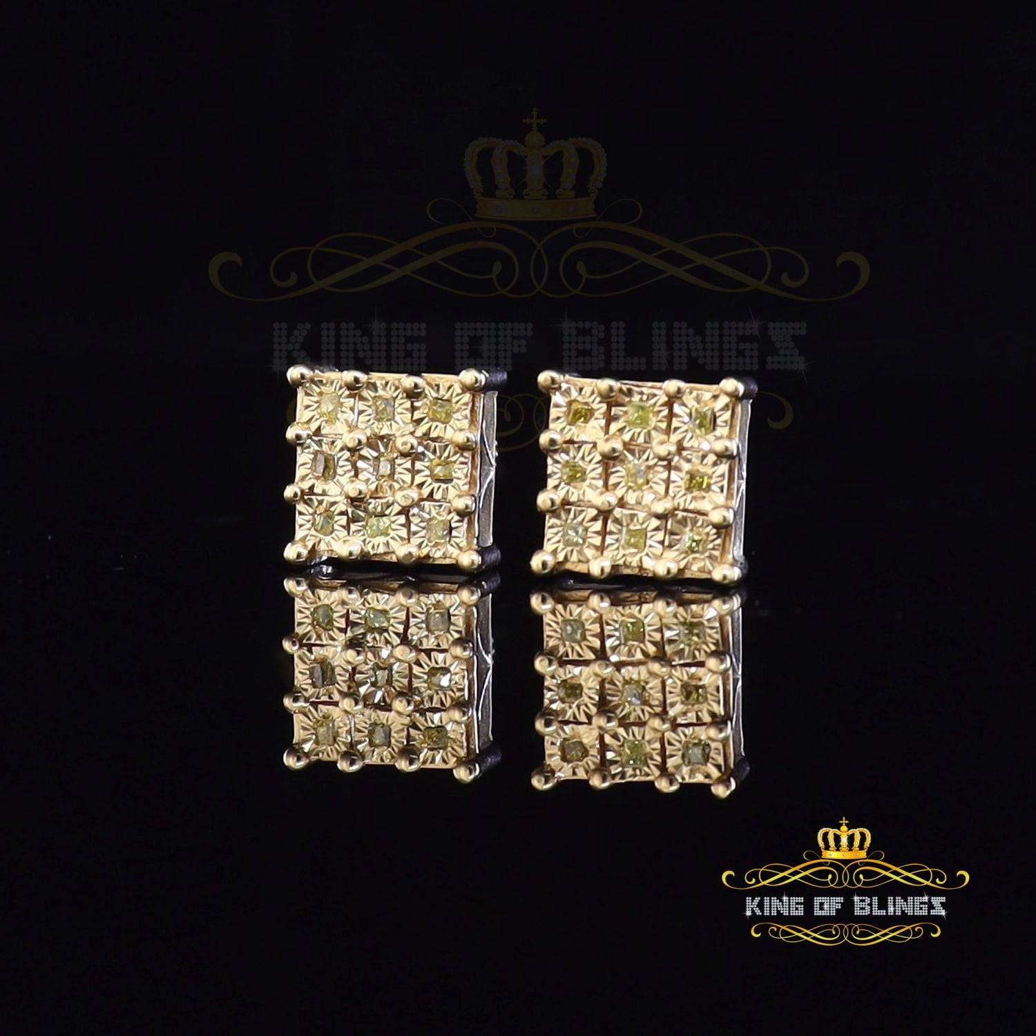 King of Bling's 0.15ct Diamond Stud Earrings For Women's White 925 Sterling Silver For Men's