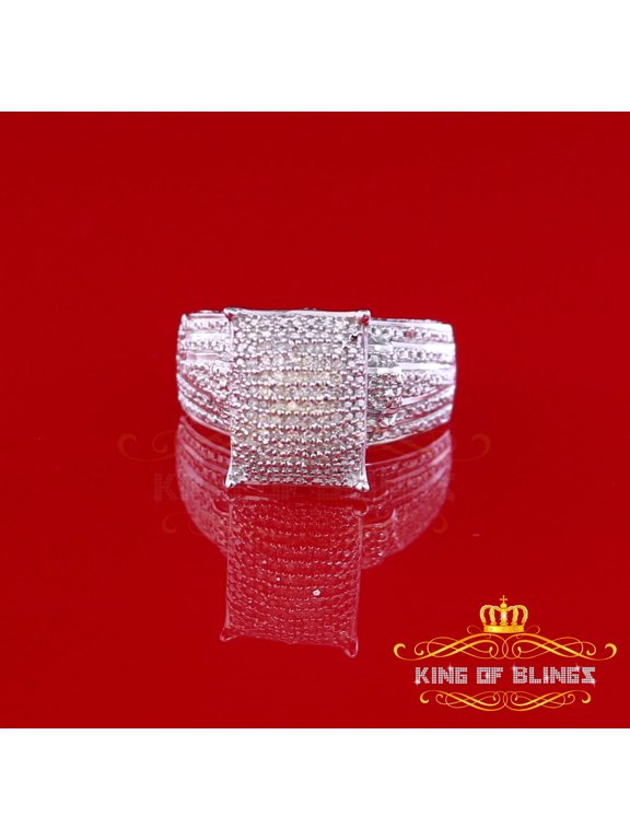 King of Bling's 0.20 CT Real Diamond 925 Sterling Silver White Cinderella Womens Ring Size 7