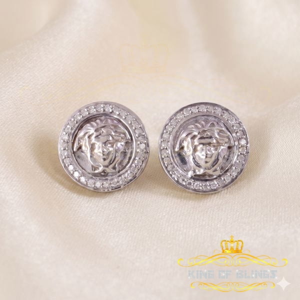 King of Bling's 0.20ct Diamond 925 Sterling White Silver for Men's & Women's Stud Medusa Earring