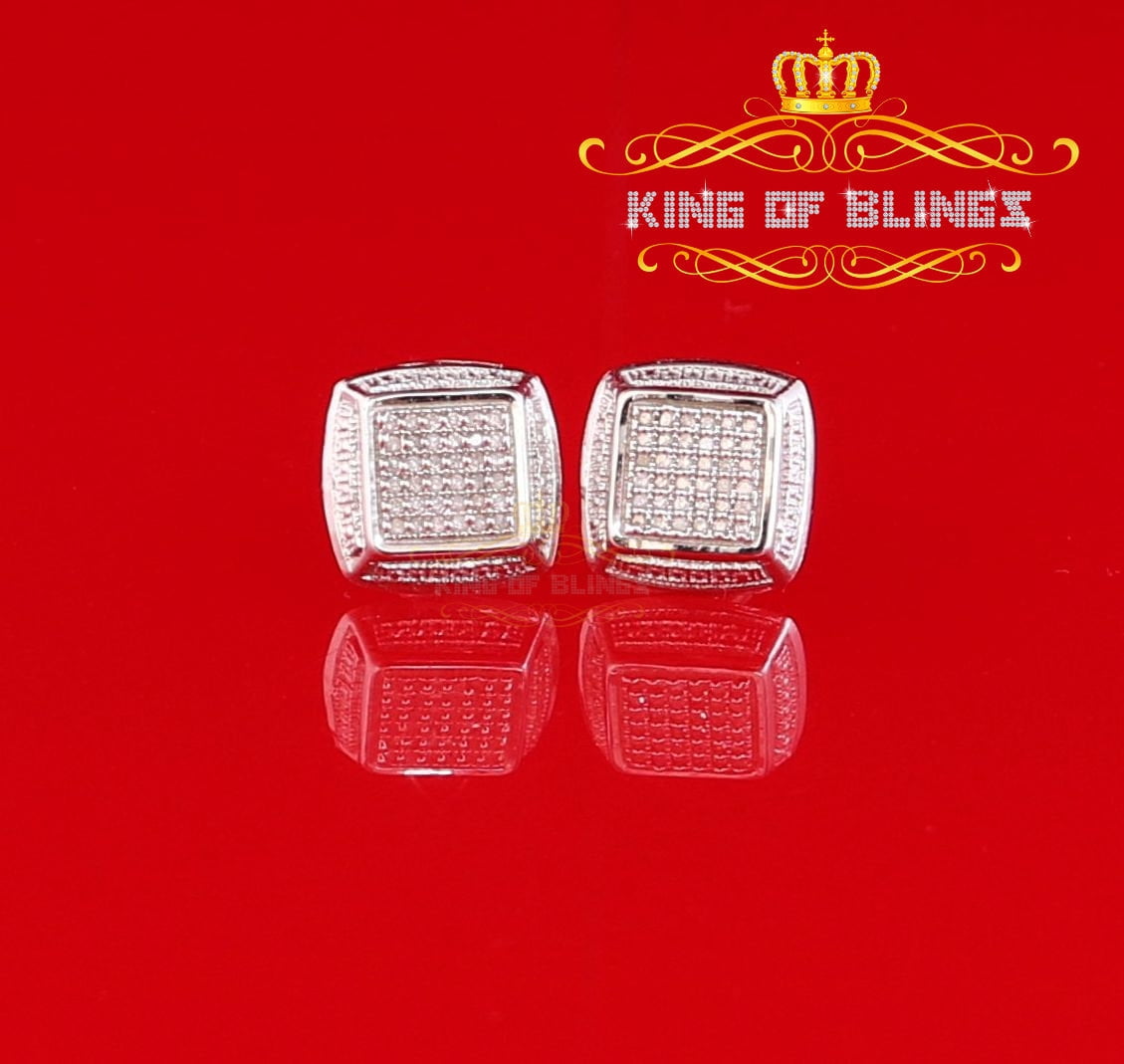 King of Bling's 0.20ct Diamond 925 White Sterling Silver Hip Hop Men's/Women's stud Earrings