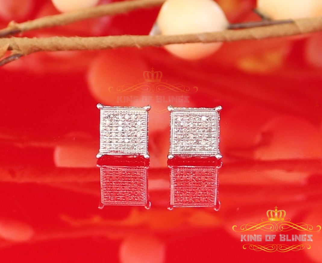 King of Bling's 0.20ct Diamond Collection White 925 Sterling Silver Women & Men Square Earrings