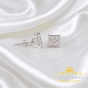 King of Blings 0.20ct Diamond Collection White 925 Sterling Silver Women & Men Square Earrings
