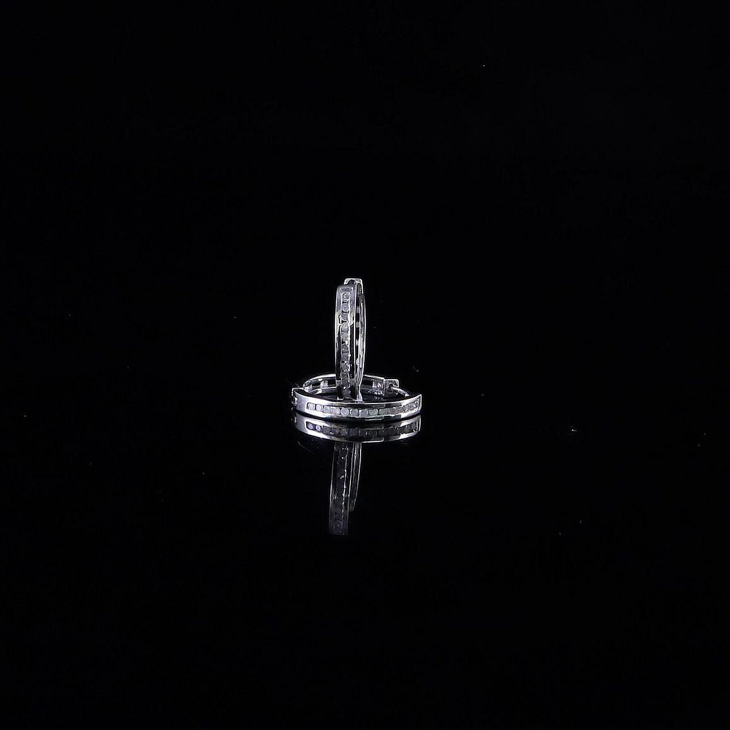 King of Bling's 0.25ct Diamond 925 Sterling Silver White Hoop Stud Earrings For Men's / Women's