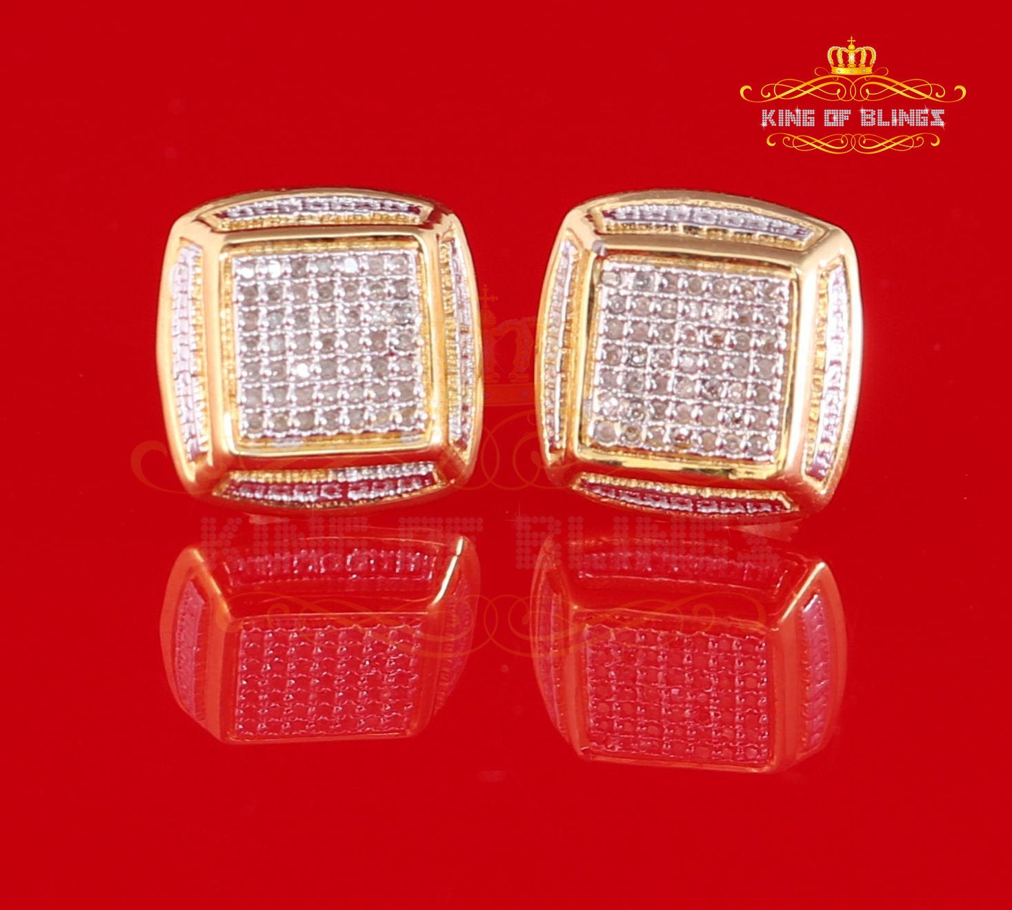 King of Bling's 0.25ct Diamond 925 Yellow Sterling Silver Hip Hop Men's/Women's Stud Earring