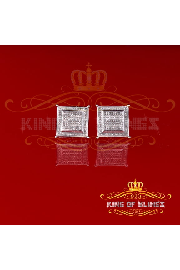 King of Bling's 0.31ct Diamond Stud Earrings For Women White 925 Sterling Silver Stud For Men