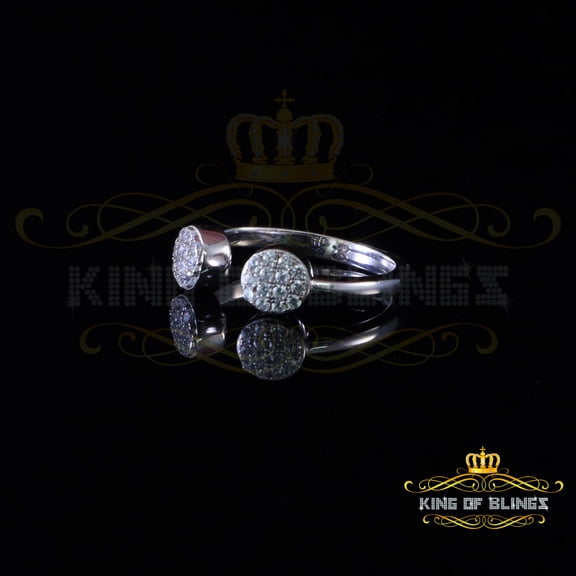 King of Bling's 0.33ct Cubic Zirconia White Silver Womens Round Set Ring Size 6